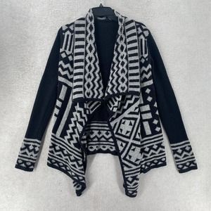 Aztec Waterfall‎ Cardigan Sweater Womens MEDIUM Angora Baho Open Southwestern